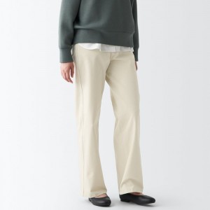 Muji 4-Way Stretch Chino Wide Straight Hose Damen Weiß | XH0N3J59Q
