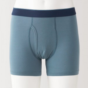 Muji Lyocell Blend Front Open Boxer Slip Herren Blau | NF8A4Q24F