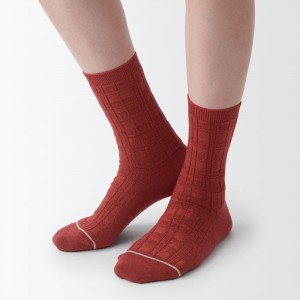 Muji Warm Pile Cotton Patterned Stitch Socken Herren Schokolade | XP3Q5F76X