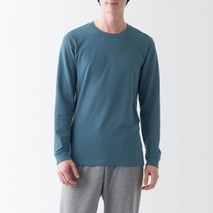Muji Warm Thick Cotton Crew Neck Long Sleeve T-shirts Herren Weiß | TQ6Q0D25S