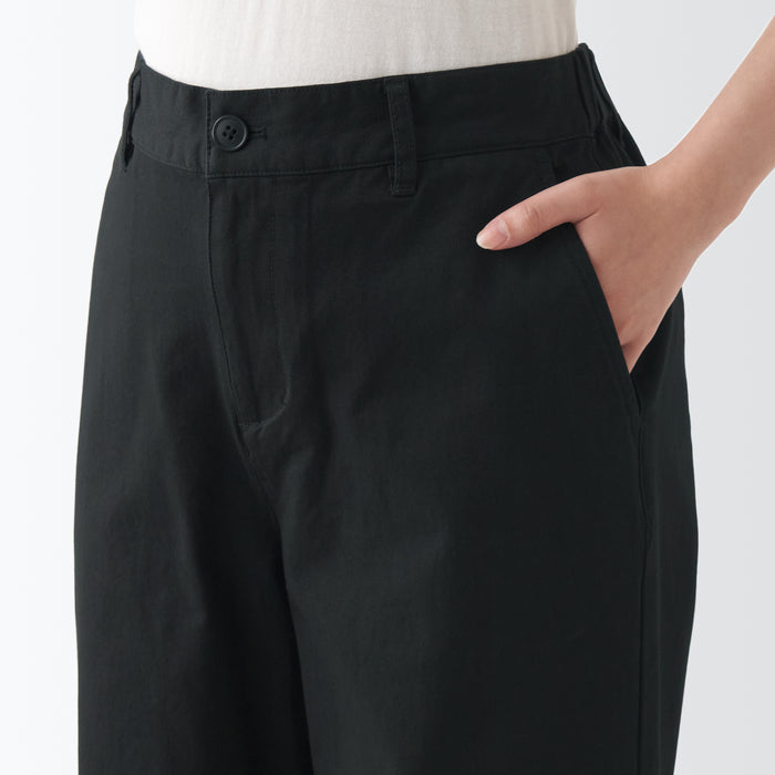 Muji 4-Way Stretch Chino Wide Hose Damen Schwarz | KU8E2K32K