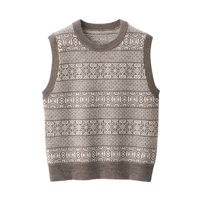 Muji Andes Wool Jacquard Pattern Weste Damen Grau | OP6N5D19K