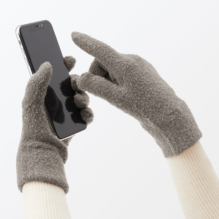 Muji Boucle Touchscreen Handschuhe Damen Schwarz | WN6H1Q88R