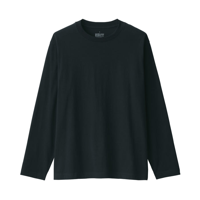 Muji Brushed Crew Neck Long Sleeve T-shirts Herren Navy | FW4U0F29T
