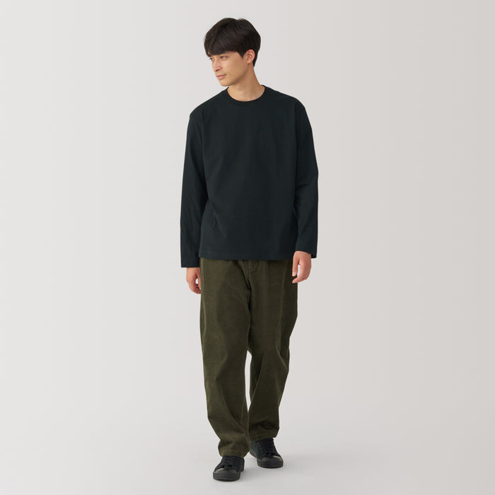 Muji Brushed Crew Neck Long Sleeve T-shirts Herren Navy | FW4U0F29T