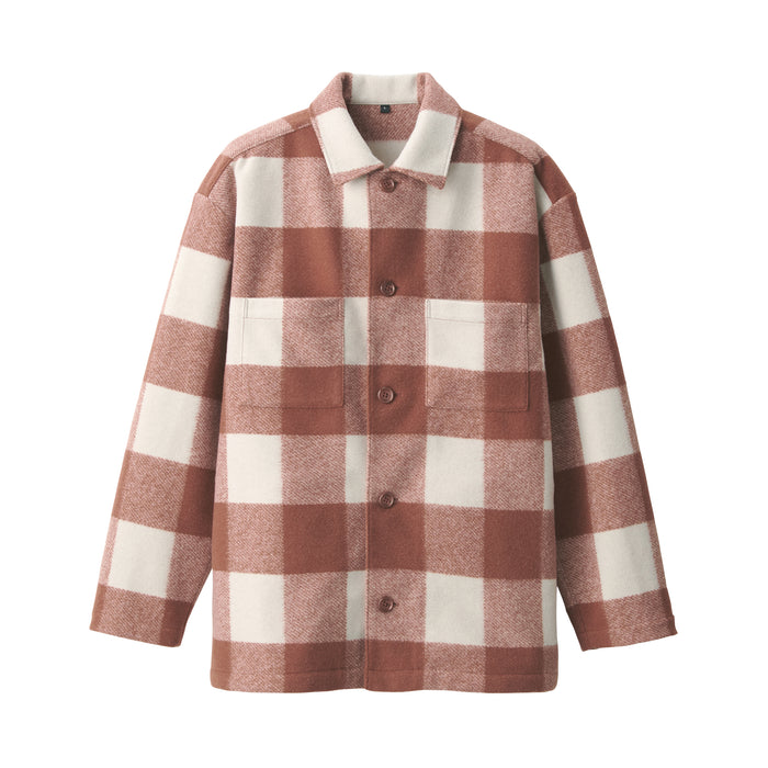 Muji Brushed Stretch Checkered Shirt Jacken Herren Rot | LE7P2I31V