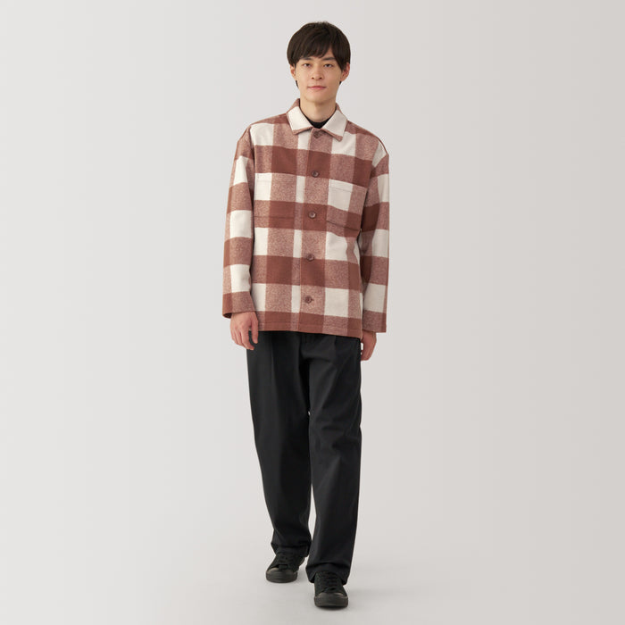 Muji Brushed Stretch Checkered Shirt Jacken Herren Rot | LE7P2I31V