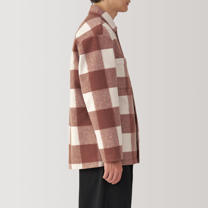 Muji Brushed Stretch Checkered Shirt Jacken Herren Rot | LE7P2I31V