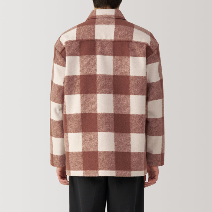 Muji Brushed Stretch Checkered Shirt Jacken Herren Rot | LE7P2I31V