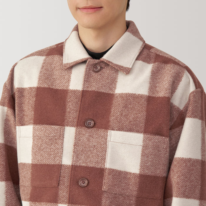 Muji Brushed Stretch Checkered Shirt Jacken Herren Rot | LE7P2I31V
