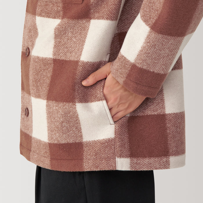 Muji Brushed Stretch Checkered Shirt Jacken Herren Rot | LE7P2I31V