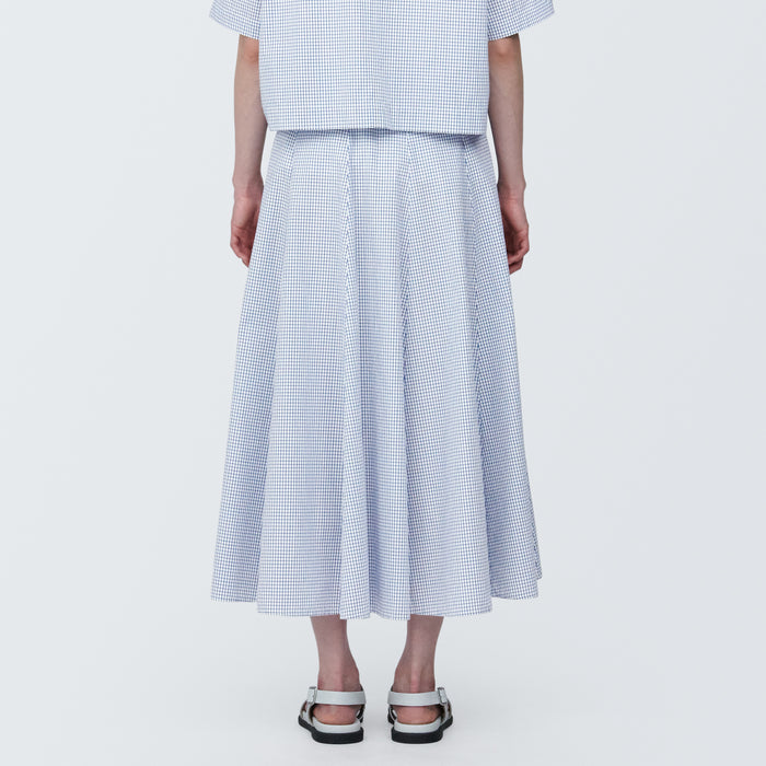 Muji Cool Touch Broadcloth Patterned Flared Röcke Damen Blau | KK7L2M71R