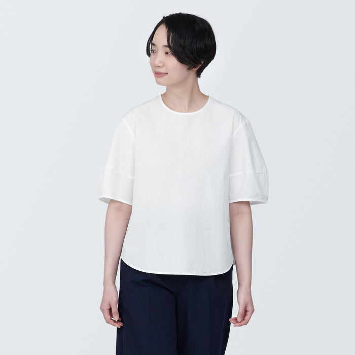 Muji Cool Touch Broadcloth Short Sleeve Bluse Damen Weiß | DH5L1W00E