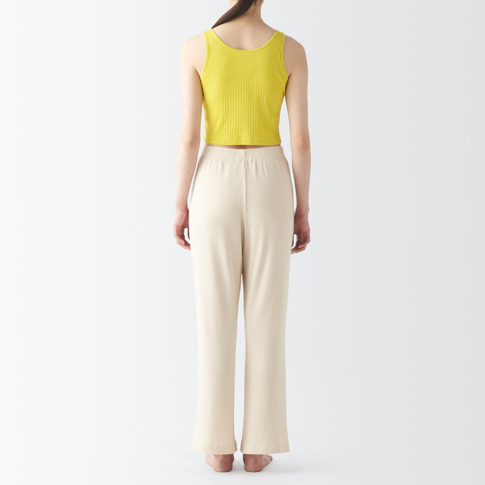 Muji Cotton Stretch Ribbed Short with Bra Tanktop Damen Gelb | DI1F0P70Z