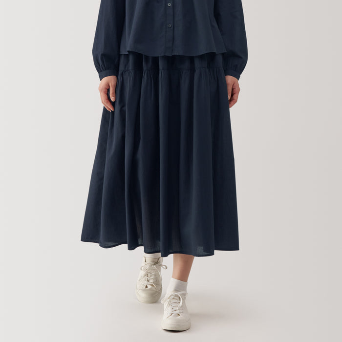 Muji Cotton Voile Gather Röcke Damen Navy | XB6O8M53L