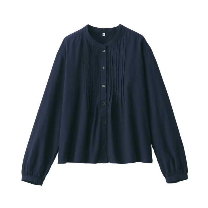 Muji Cotton Voile Long Sleeve Bluse Damen Navy | AX4R6T56B