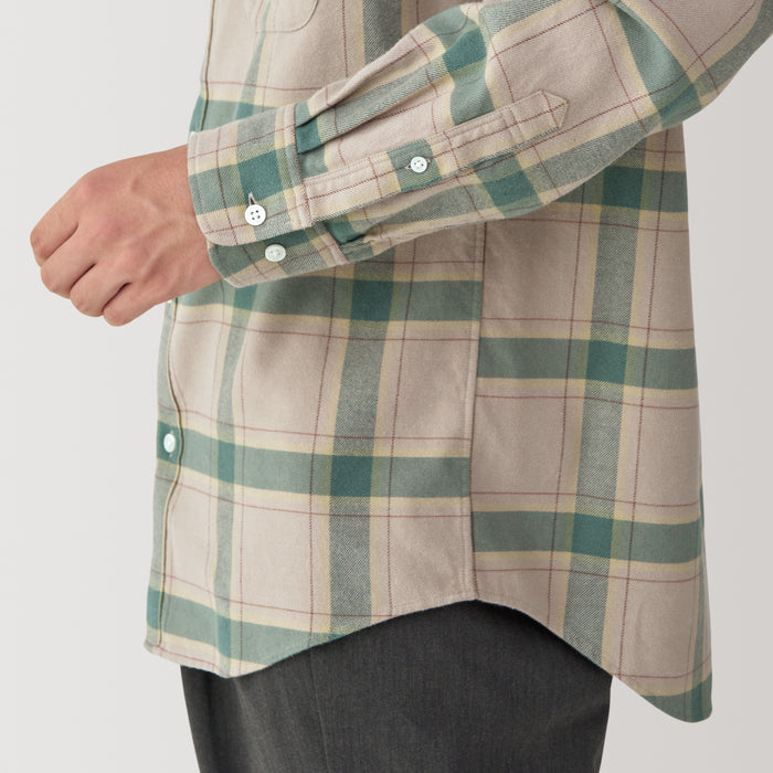 Muji Flannel Long Sleeve Patterned Hemd Herren Beige | DW8T5W11O