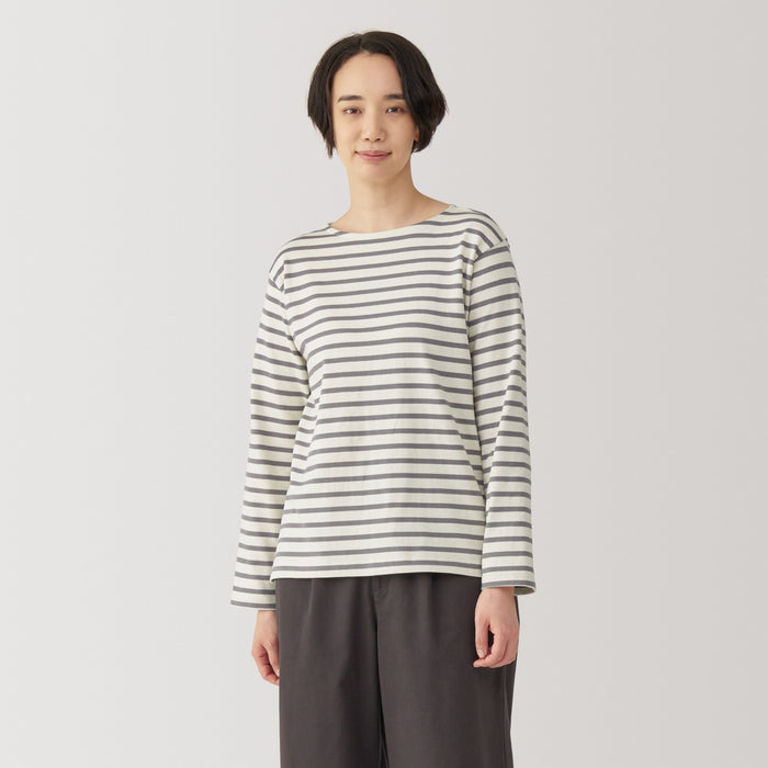 Muji Heavy Weight Boat Neck Long Sleeve T-shirts Damen Weiß | BN5X2I90P