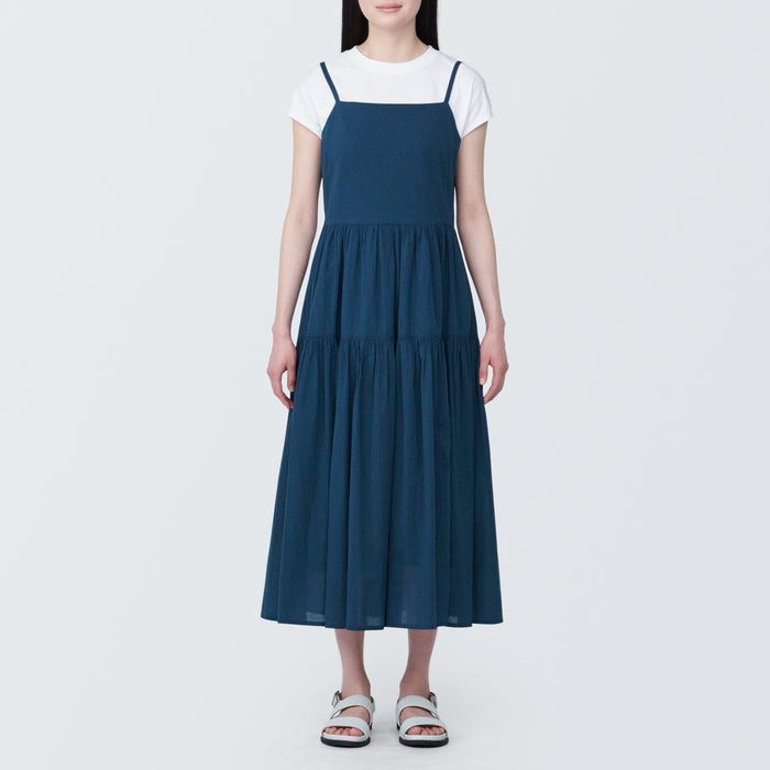 Muji High Twisted Veil Camisole Kleid Damen Blau | YB6K1R17R