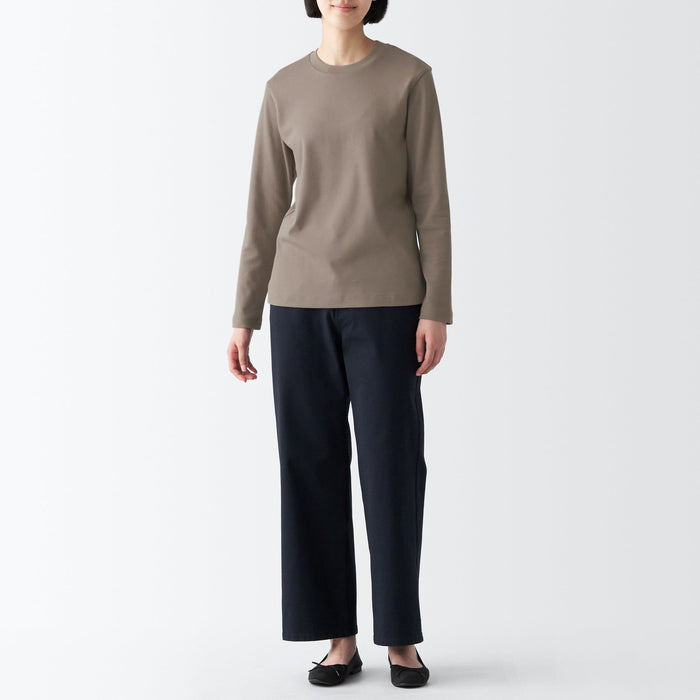 Muji Interlock Knit Crew Neck Long Sleeve T-shirts Damen Grau | TT6U5F93A