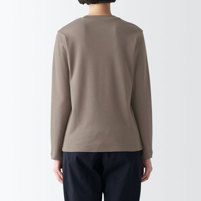 Muji Interlock Knit Crew Neck Long Sleeve T-shirts Damen Grau | TT6U5F93A