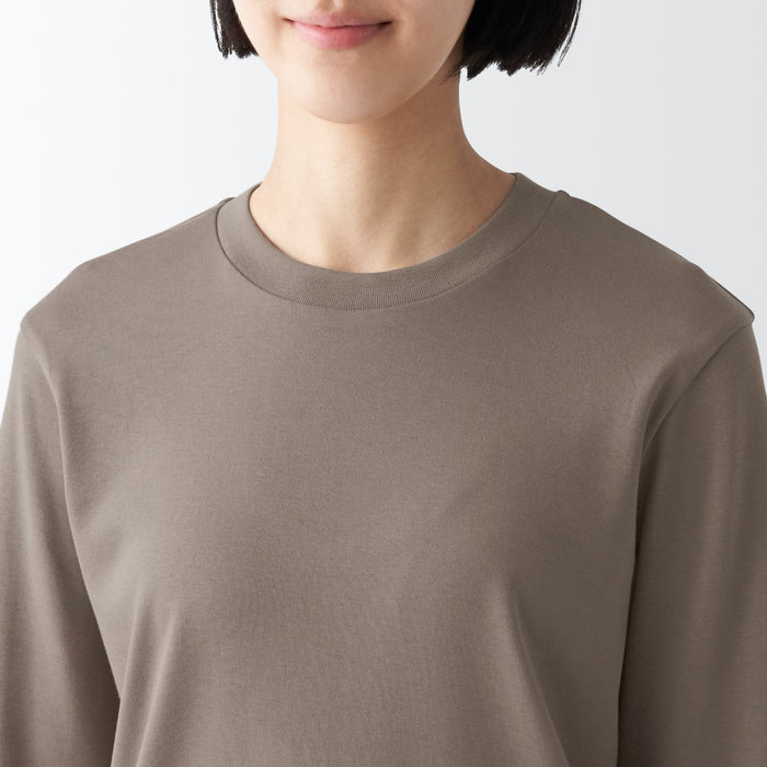 Muji Interlock Knit Crew Neck Long Sleeve T-shirts Damen Grau | TT6U5F93A
