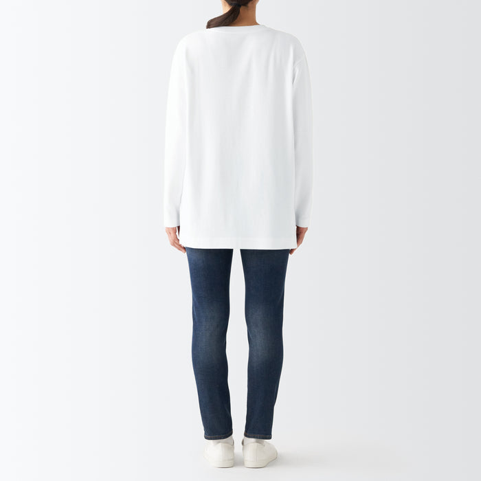 Muji Interlock Long Length L/S T-shirts Damen Weiß | MF1P1T64T