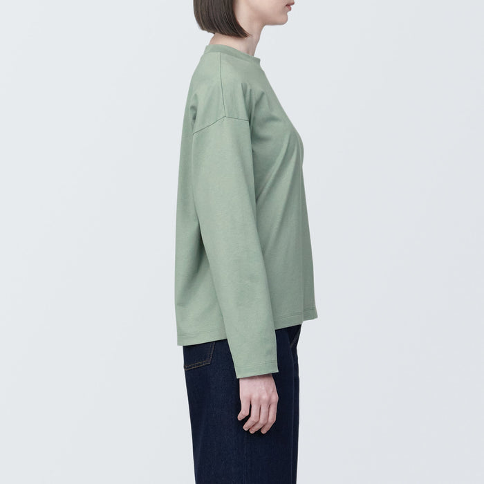 Muji Jersey Crew Neck Long Sleeve T-shirts Damen Grün | GW7J8U85F