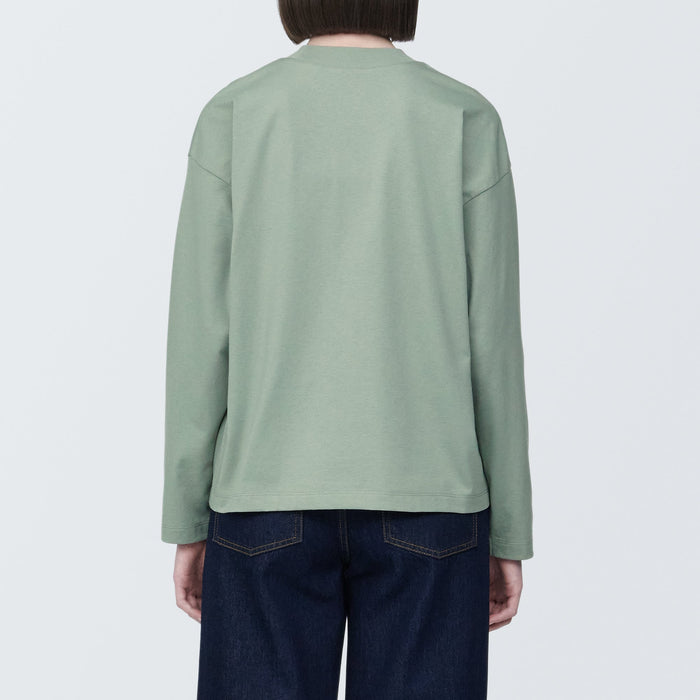 Muji Jersey Crew Neck Long Sleeve T-shirts Damen Grün | GW7J8U85F