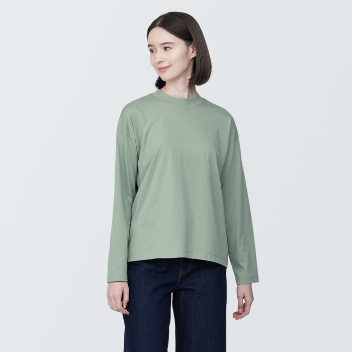 Muji Jersey Crew Neck Long Sleeve T-shirts Damen Grün | GW7J8U85F