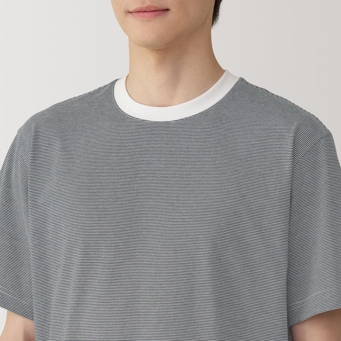 Muji Jersey Crew Neck Short Sleeve Striped T-shirts Herren Beige | WN7A5J44H