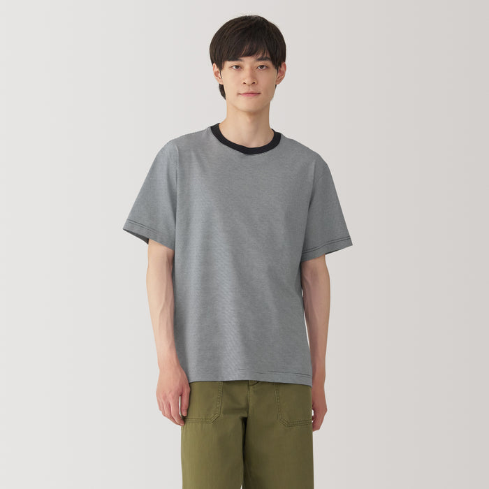 Muji Jersey Crew Neck Short Sleeve Striped T-shirts Herren Beige | WN7A5J44H