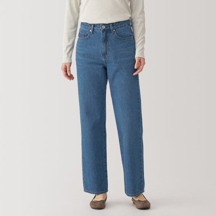 Muji Kapok Blend Denim Straight Jeans Damen Blau | WC2J8T66J