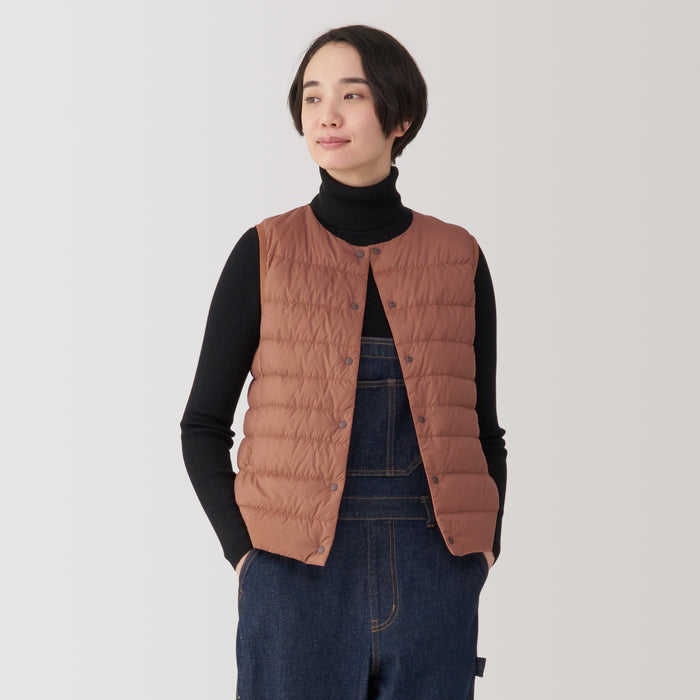 Muji Lightweight Down Collarless Weste Damen Rot | EK4K6Y47I