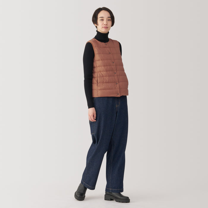 Muji Lightweight Down Collarless Weste Damen Rot | EK4K6Y47I