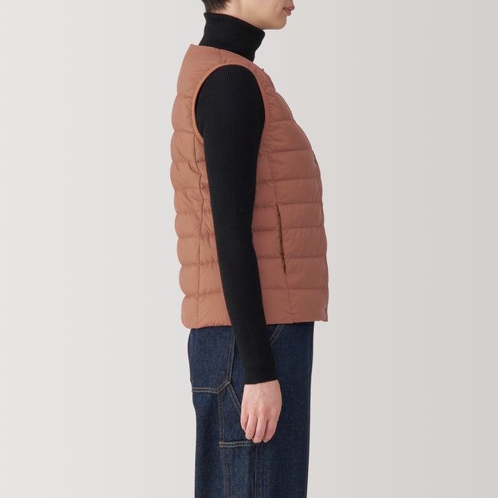 Muji Lightweight Down Collarless Weste Damen Rot | EK4K6Y47I