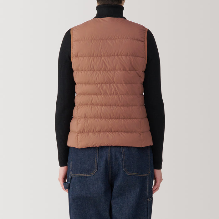Muji Lightweight Down Collarless Weste Damen Rot | EK4K6Y47I