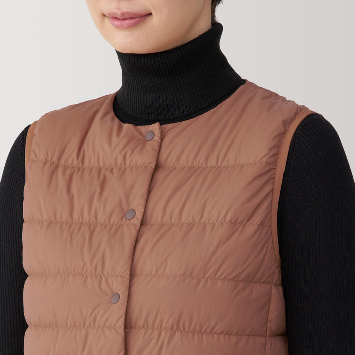 Muji Lightweight Down Collarless Weste Damen Rot | EK4K6Y47I