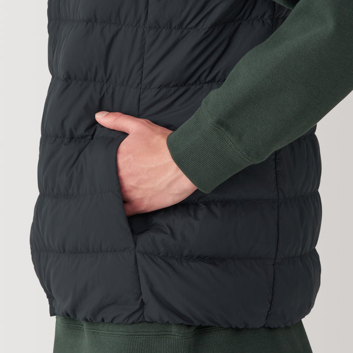 Muji Lightweight Down Collarless Weste Herren Schwarz | DX6D8G16X