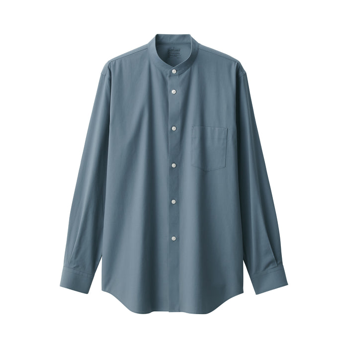 Muji Non-Iron Stand Collar Hemd Herren Blau | AL7W0U66S