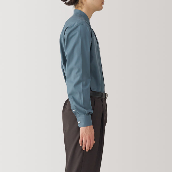 Muji Non-Iron Stand Collar Hemd Herren Blau | AL7W0U66S