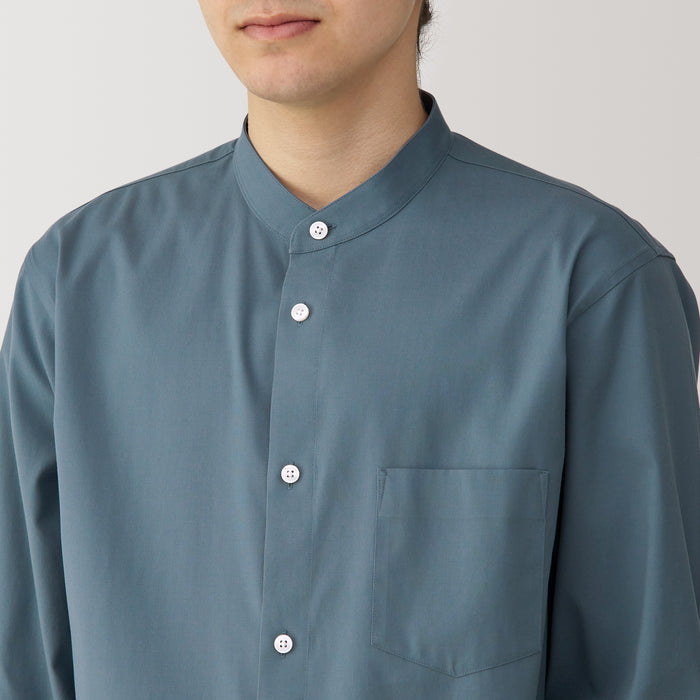 Muji Non-Iron Stand Collar Hemd Herren Blau | AL7W0U66S