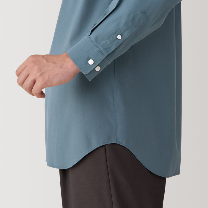 Muji Non-Iron Stand Collar Hemd Herren Blau | AL7W0U66S