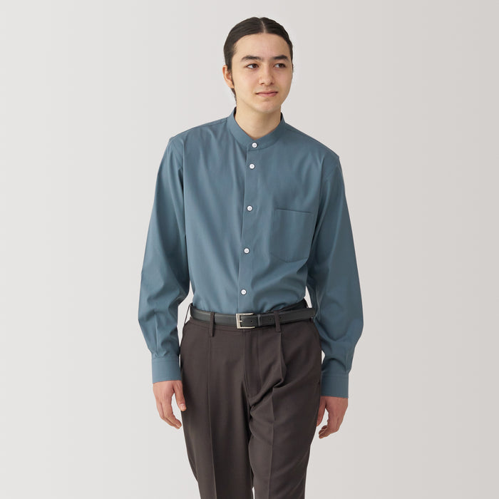 Muji Non-Iron Stand Collar Hemd Herren Blau | AL7W0U66S