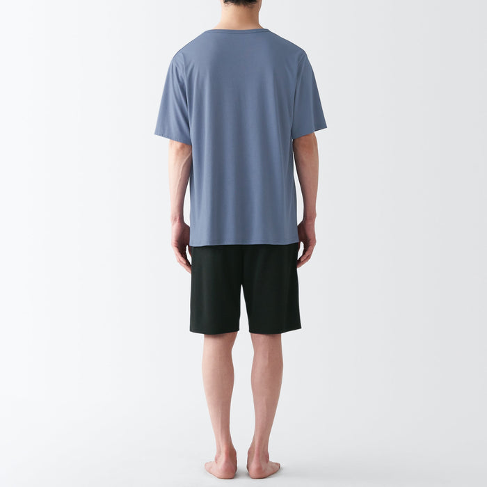 Muji Polyester Rayon Short Sleeve Loungewear Pyjama Herren Blau | YX5A2L49B