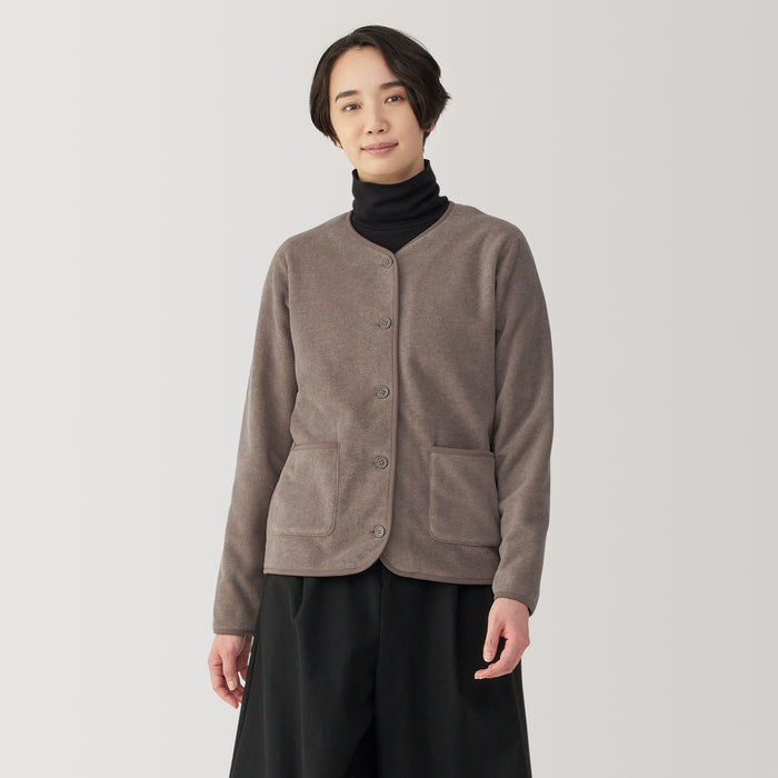 Muji Recyclable Fleece Strickjacke Damen Grau | PV3M0B80Q