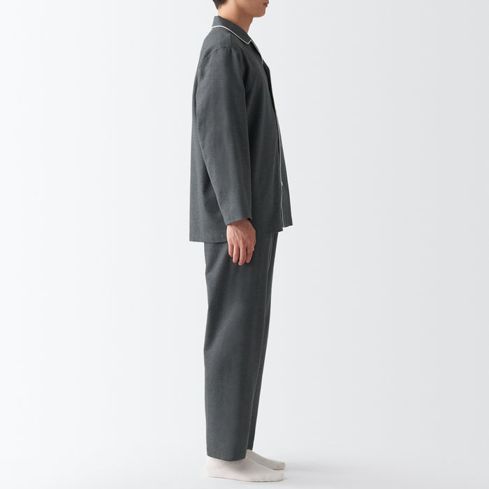 Muji Side Seamless Flannel Pyjama Herren Schwarz | DB6P3M14D