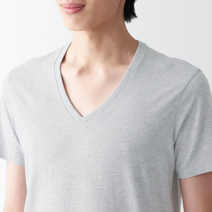 Muji Side Seamless Jersey V-Neck Short Sleeve T-shirts Herren Grau | JW9W5B45Y