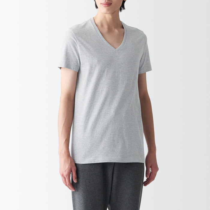 Muji Side Seamless Jersey V Neck Short Sleeve T-shirts Herren Grau | GJ9V3I15P
