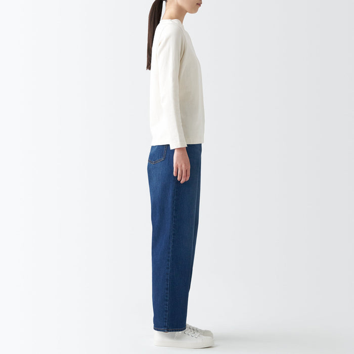 Muji Stretch Denim Relaxed Wide Jeans Damen Blau | YK3E7O84Q